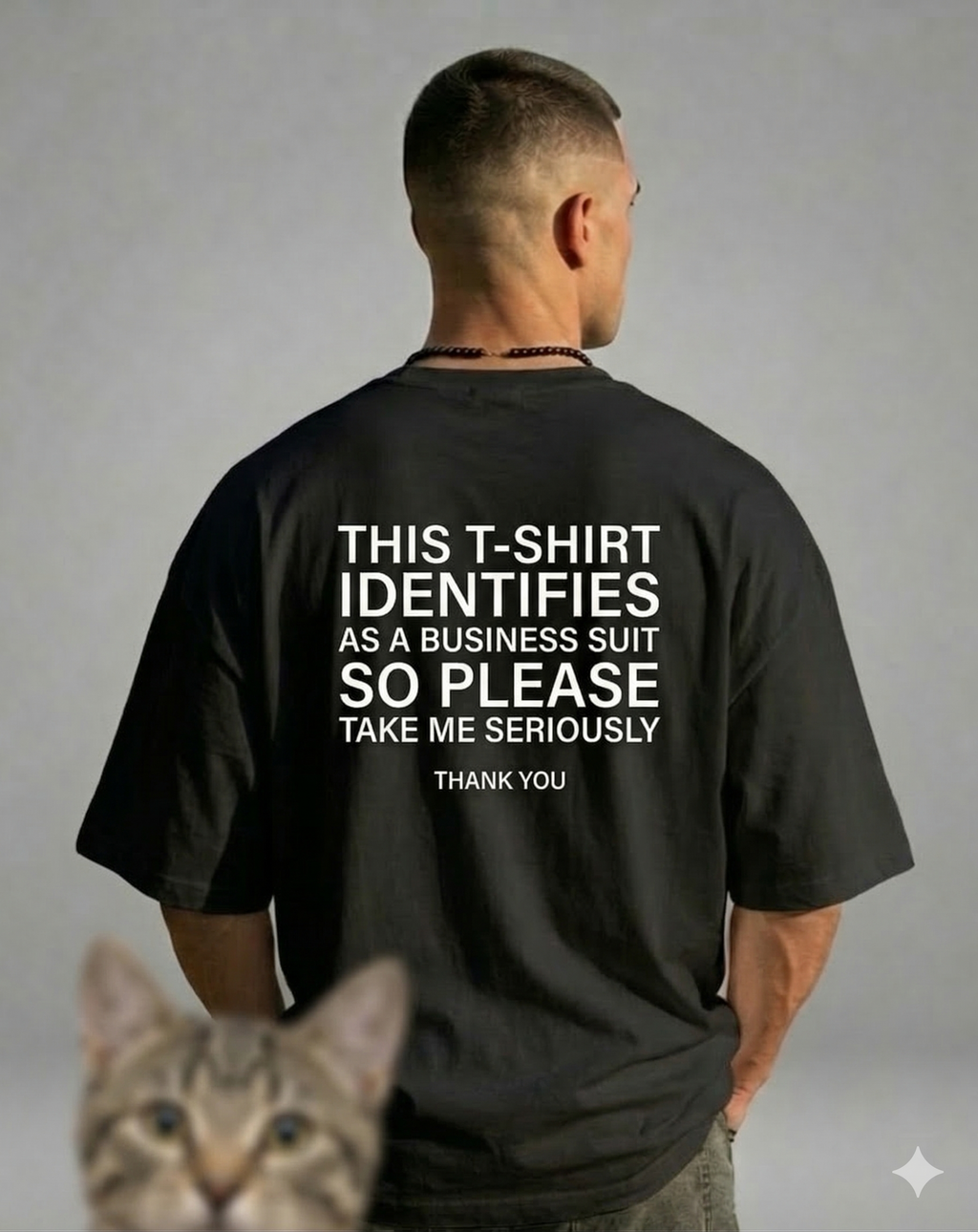 MARV TSHIRT IDENTIFIES AS A BUSINESS SUIT - Oversize black and white