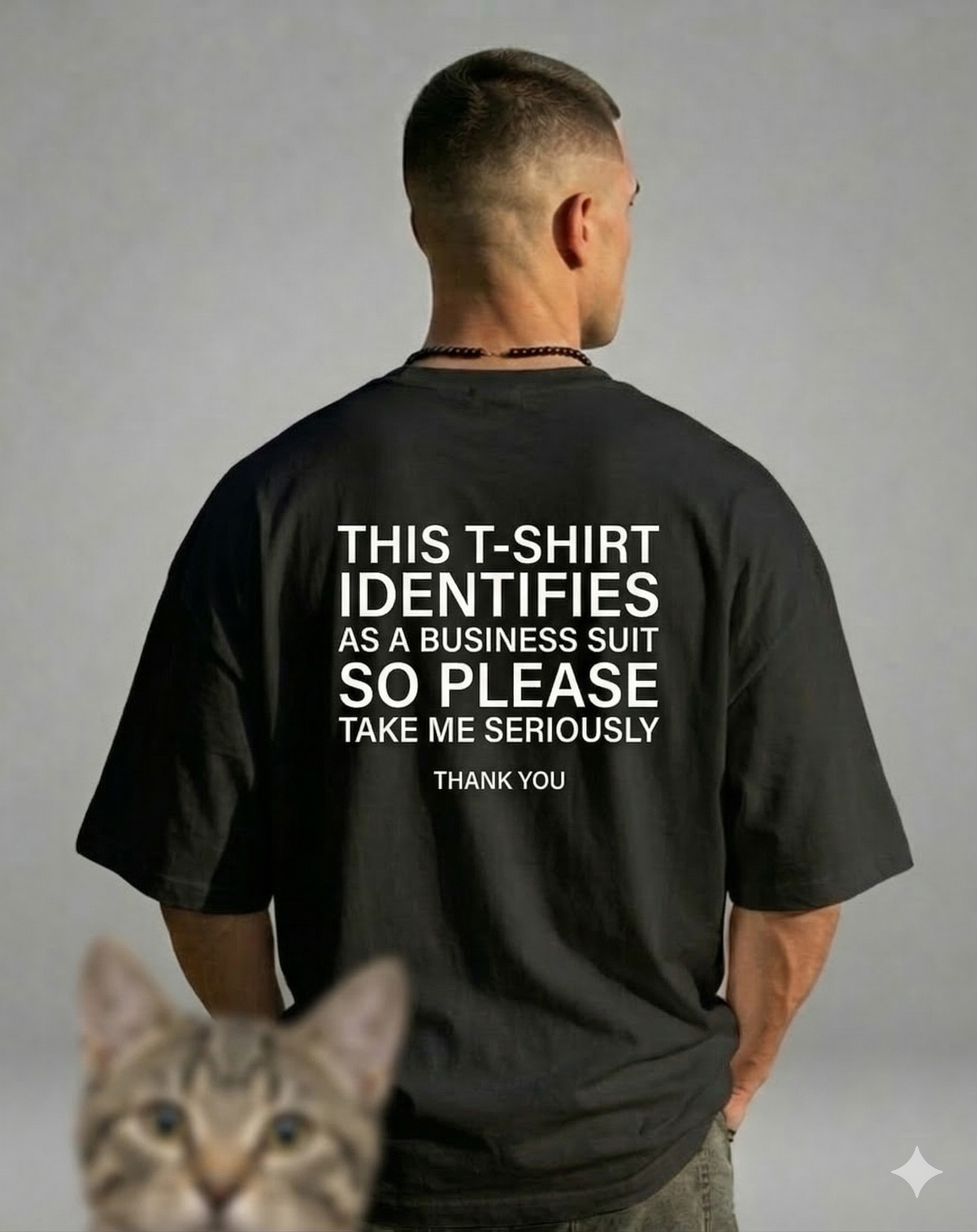 MARV TSHIRT IDENTIFIES AS A BUSINESS SUIT - Oversize black and white