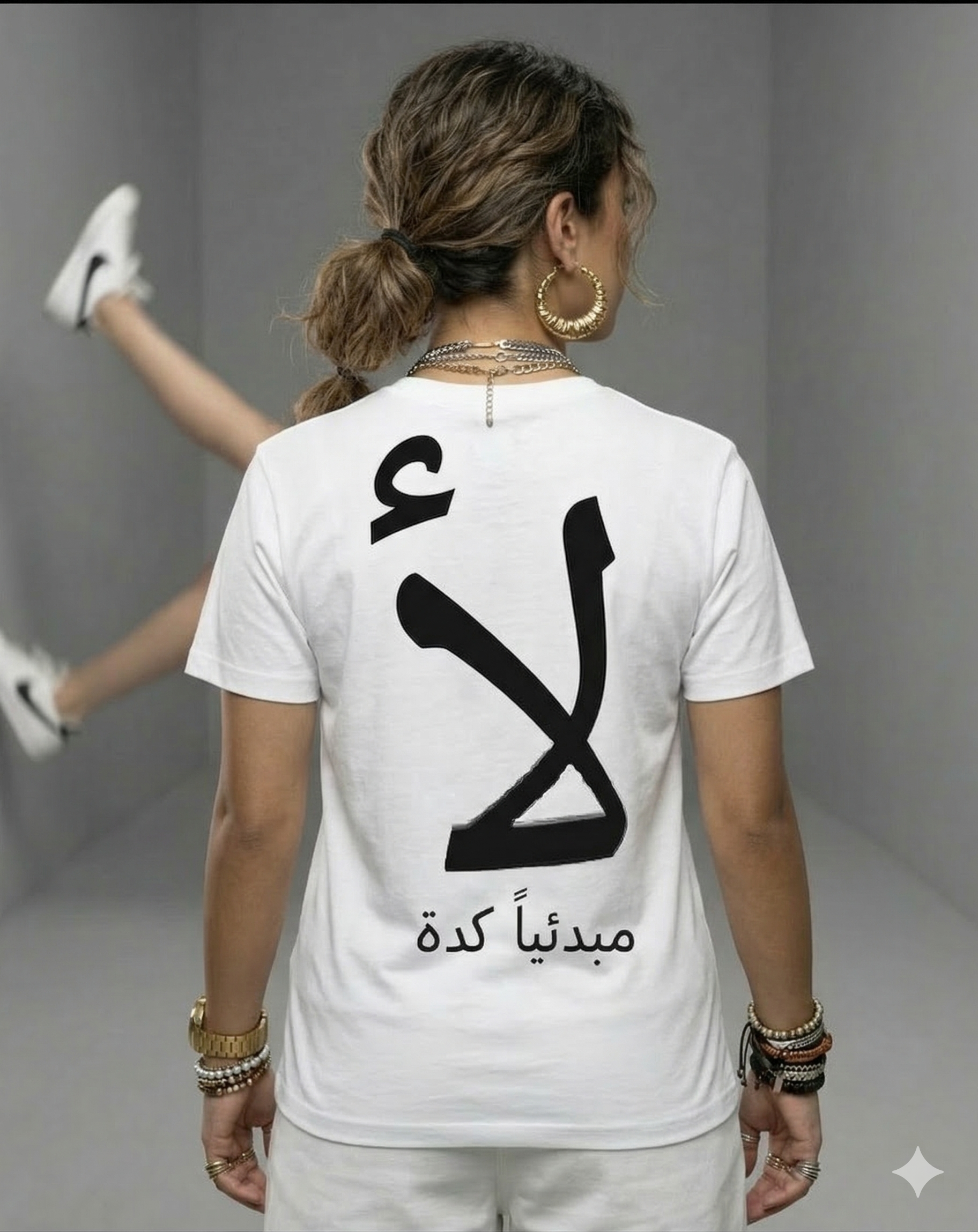MARV لأ REGULAR FIT TSHIRT - black and white