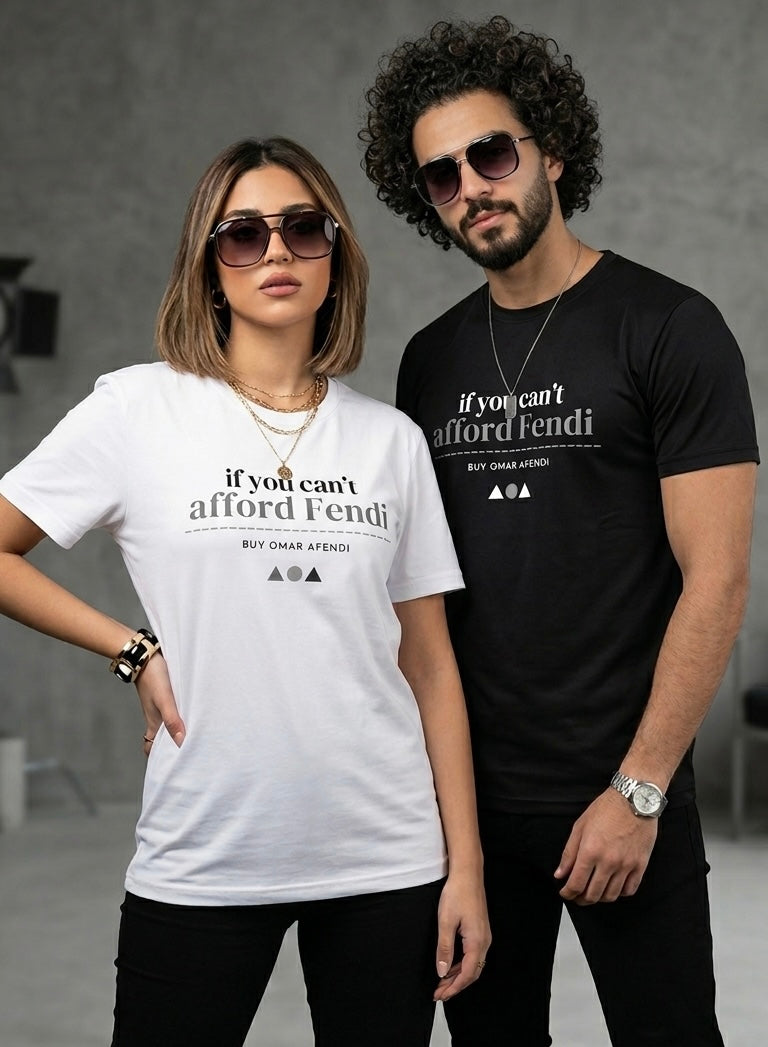 IF YOU CAN'T AFFORD FENDI , BUY OMAR AFENDI - MARV REGULAR FIT TSHIRT